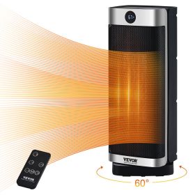 VEVOR Electric Space Heater with Thermostat Remote Control, 2-Level Adjustable Quiet Ceramic Heater Fan