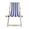 Populus Wood Folding Sling Chair with Dark Blue Stripe - Adjustable Chaise Lounge Chair