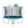 8FT Trampoline for Kids with Safety Enclosure Net, Basketball Hoop and Ladder, Easy Assembly Round Outdoor Recreational Trampoline